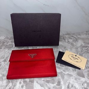 Prada red nylon tessuto Rosso wallet with box